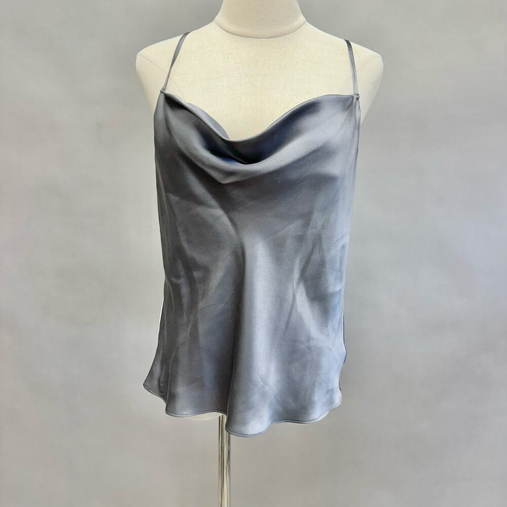 Intermix Fayette Cowl Neck Silk Camisole in Gray Size Large